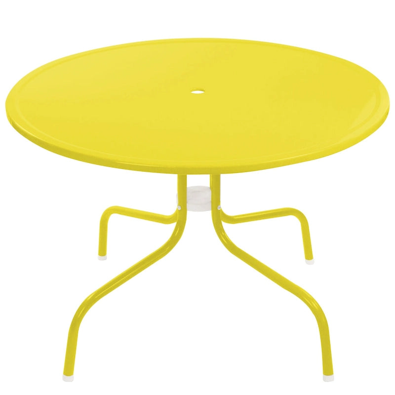 Table tulipe rétro en métal jaune de 99,7 cm (39,25 pouces) pour extérieur