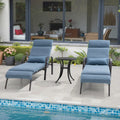 Chaise longue d'extérieur réglable avec coussin et table d'appoint