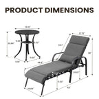 Chaise longue d'extérieur réglable avec coussin et table d'appoint
