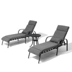 Chaise longue d'extérieur réglable avec coussin et table d'appoint