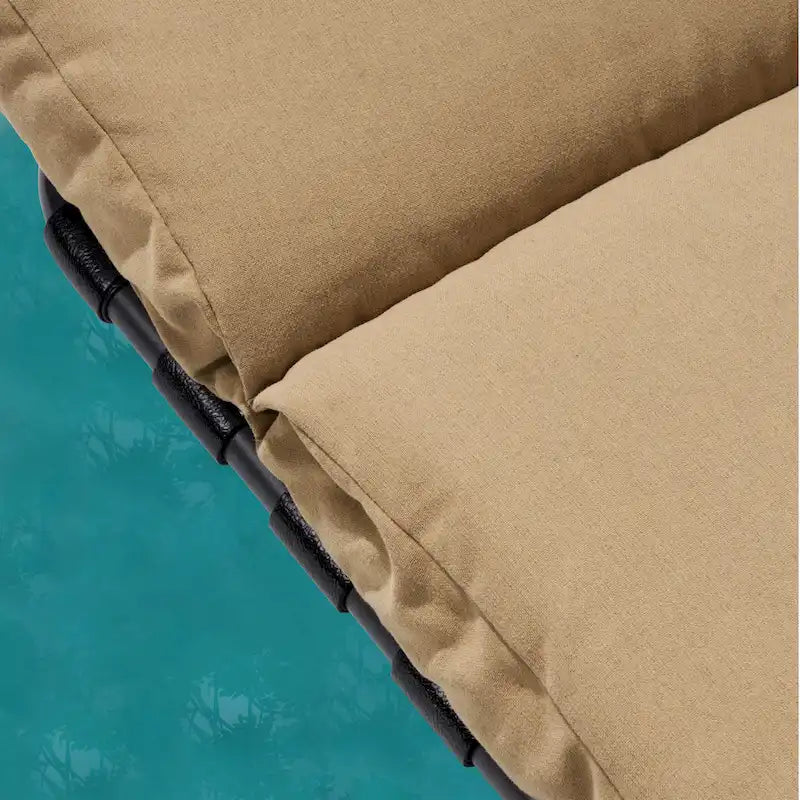 Chaise longue d'extérieur réglable avec coussin et table d'appoint
