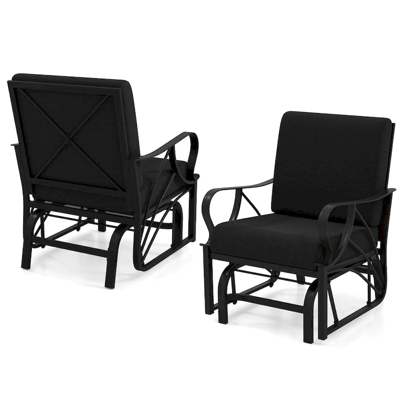 Gymax 2PCS Patio Glider Chair Single Outdoor Rocking Chair w/ Seat &