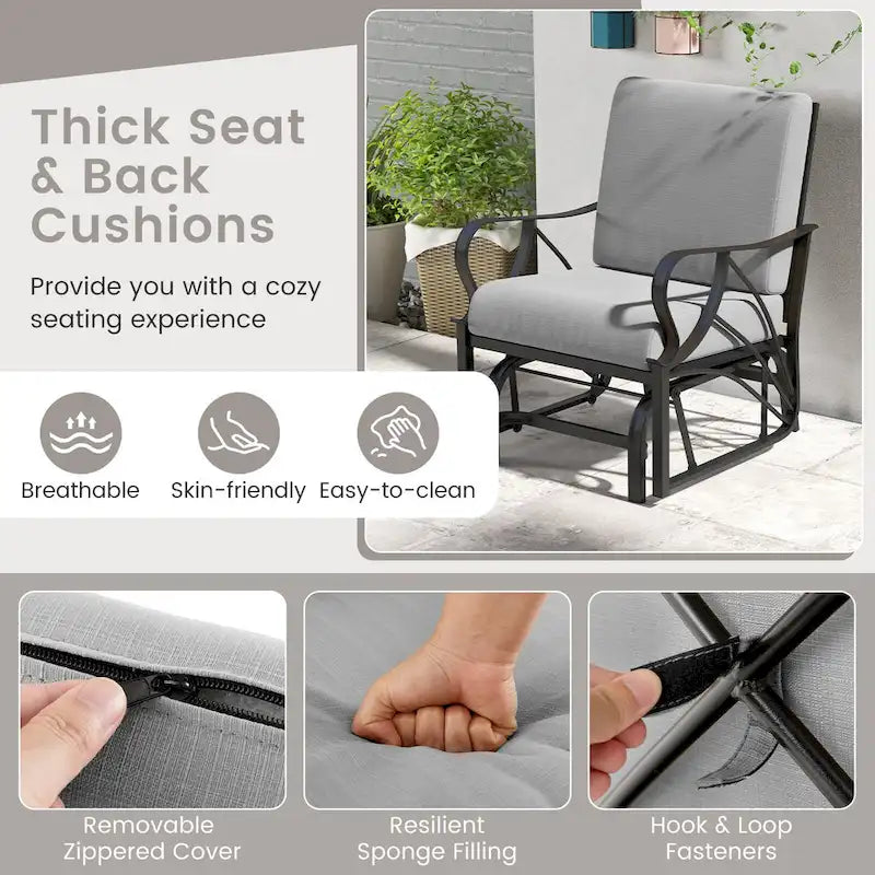 Gymax Lot de 2 fauteuils à bascule d'extérieur simples avec siège et