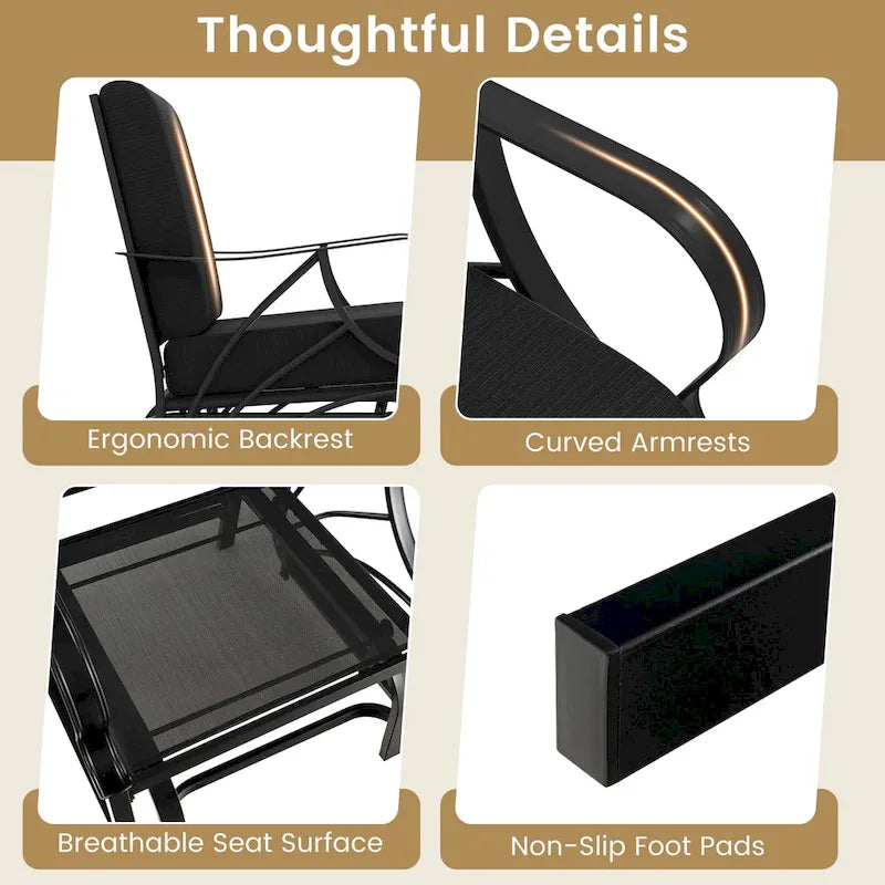 Gymax Lot de 2 fauteuils à bascule d'extérieur simples avec siège et