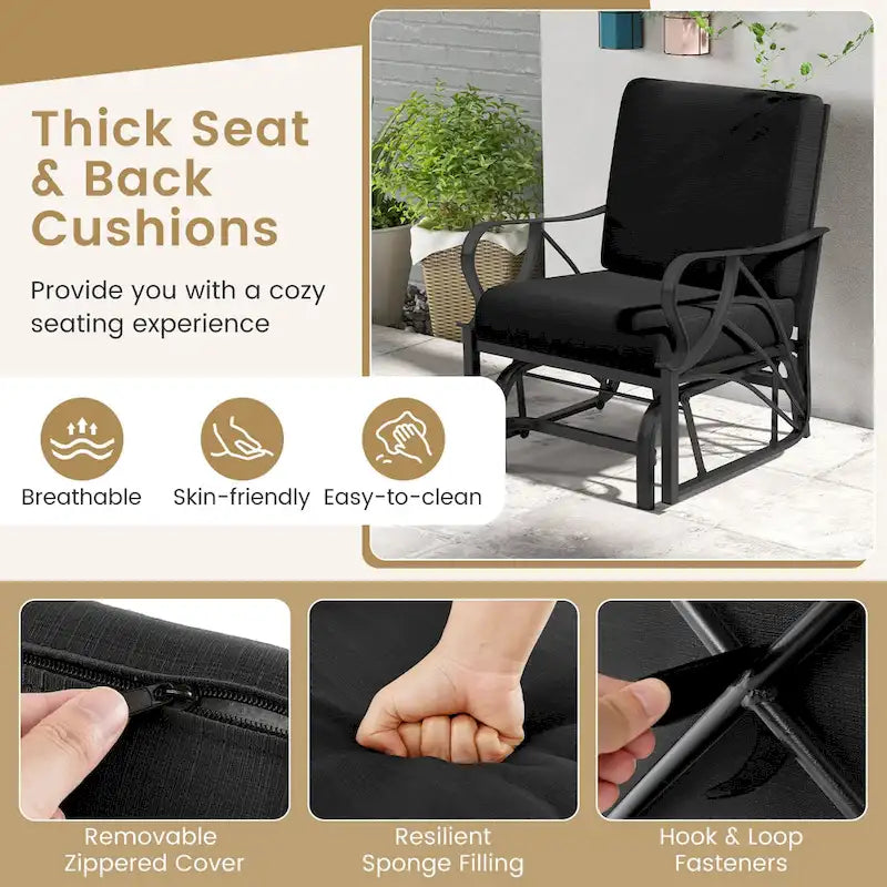 Gymax Lot de 2 fauteuils à bascule d'extérieur simples avec siège et