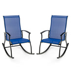 Gymax Ensemble de 2 chaises berçantes d'extérieur avec tissu respirant