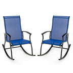 Gymax Set of 2 Outdoor Rocking Chair Patio Rocker w/ Breathable Fabric