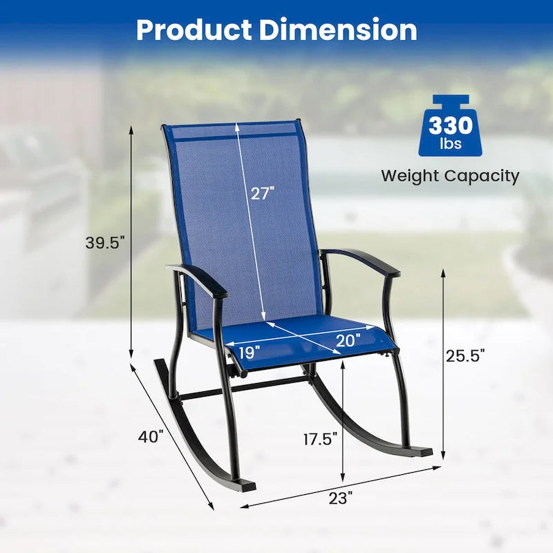 Gymax Ensemble de 2 chaises berçantes d'extérieur avec tissu respirant