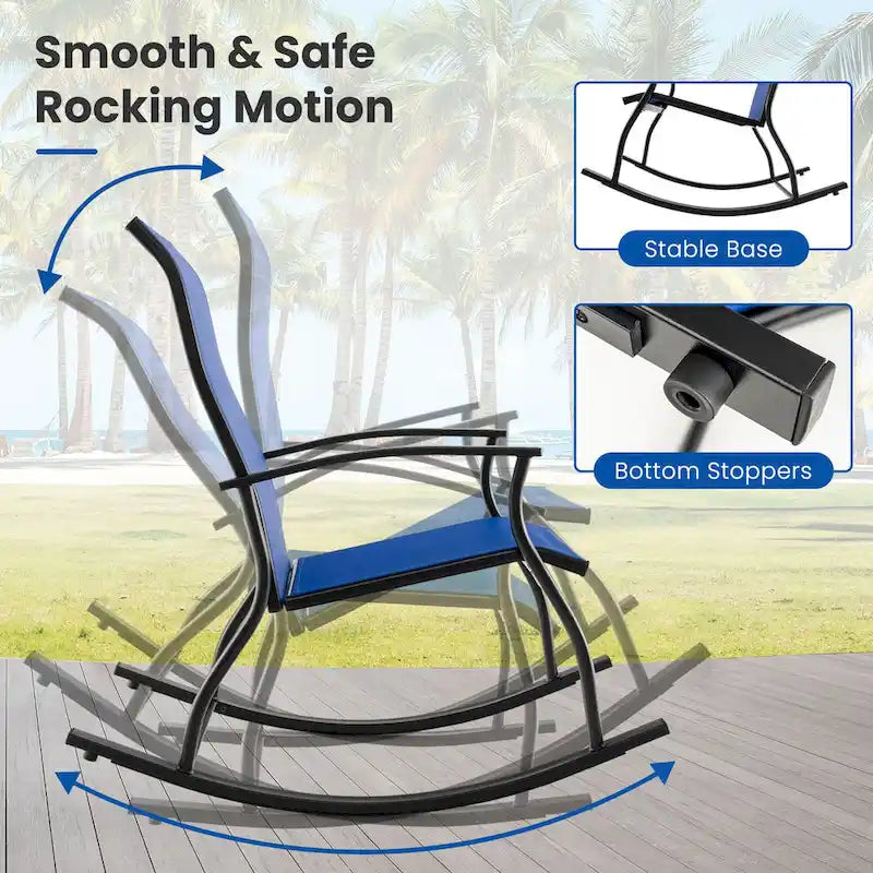 Gymax Ensemble de 2 chaises berçantes d'extérieur avec tissu respirant