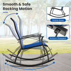 Gymax Ensemble de 2 chaises berçantes d'extérieur avec tissu respirant