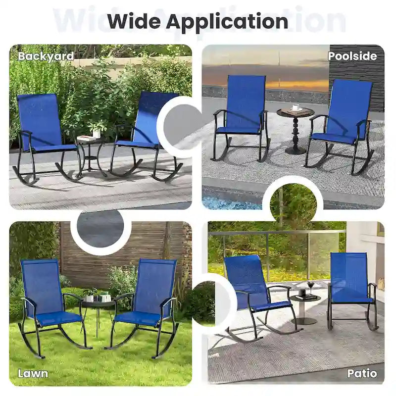 Gymax Ensemble de 2 chaises berçantes d'extérieur avec tissu respirant
