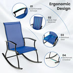 Gymax Ensemble de 2 chaises berçantes d'extérieur avec tissu respirant