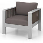 Fauteuil de jardin en aluminium avec coussins épais pour un confort optimal - 79 cm (L) x 70 cm (l) x 62 cm (H)