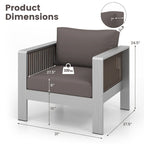 Fauteuil de jardin en aluminium avec coussins épais pour un confort optimal - 79 cm (L) x 70 cm (l) x 62 cm (H)