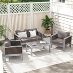 Fauteuil de jardin en aluminium avec coussins épais pour un confort optimal - 79 cm (L) x 70 cm (l) x 62 cm (H)