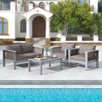 Fauteuil de jardin en aluminium avec coussins épais pour un confort optimal - 79 cm (L) x 70 cm (l) x 62 cm (H)