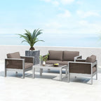 Fauteuil de jardin en aluminium avec coussins épais pour un confort optimal - 79 cm (L) x 70 cm (l) x 62 cm (H)
