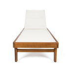 Chaise longue d'extérieur Liam, assise ergonomique en maille blanche, bois d'acacia brun