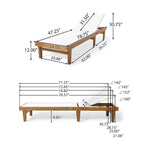 Chaise longue d'extérieur Liam, assise ergonomique en maille blanche, bois d'acacia brun