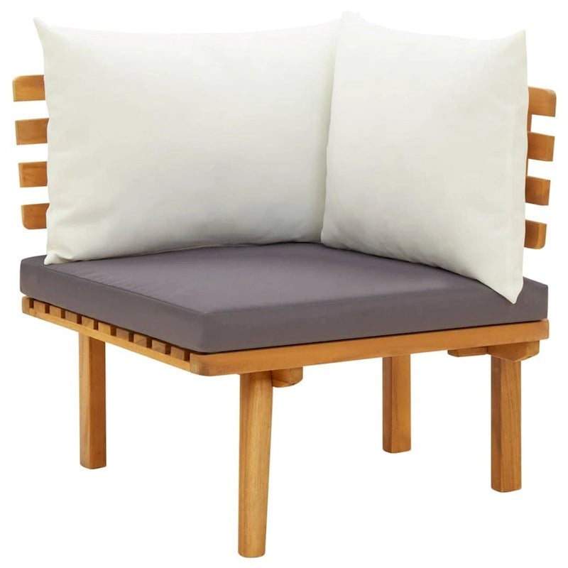 Ensemble canapé d'extérieur modulaire Roma 4 pièces avec table basse, bois massif, gris