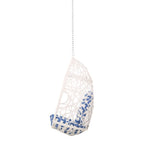 Fauteuil suspendu Kiwi avec chaîne, forme œuf, rotin tressé, blanc