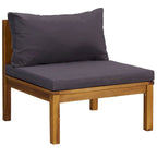 Canapé d'extérieur modulable 4 places, bois d'acacia massif marron, coussins gris