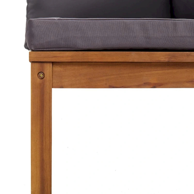 Canapé d'extérieur modulable 4 places, bois d'acacia massif marron, coussins gris
