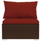 Ensemble de canapé d'angle modulable d'extérieur Faye 3 pièces, 3 coussins, rouge-brun