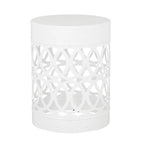 Table d'appoint d'extérieur Feio, ronde, 35,5 cm (14 pouces), motif géométrique, fer blanc