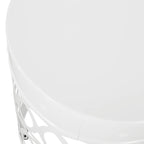 Table d'appoint d'extérieur Feio, ronde, 35,5 cm (14 pouces), motif géométrique, fer blanc