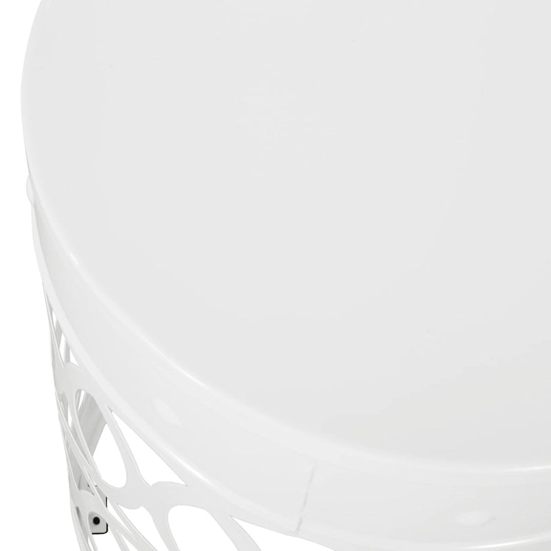 Table d'appoint d'extérieur Feio, ronde, 35,5 cm (14 pouces), motif géométrique, fer blanc