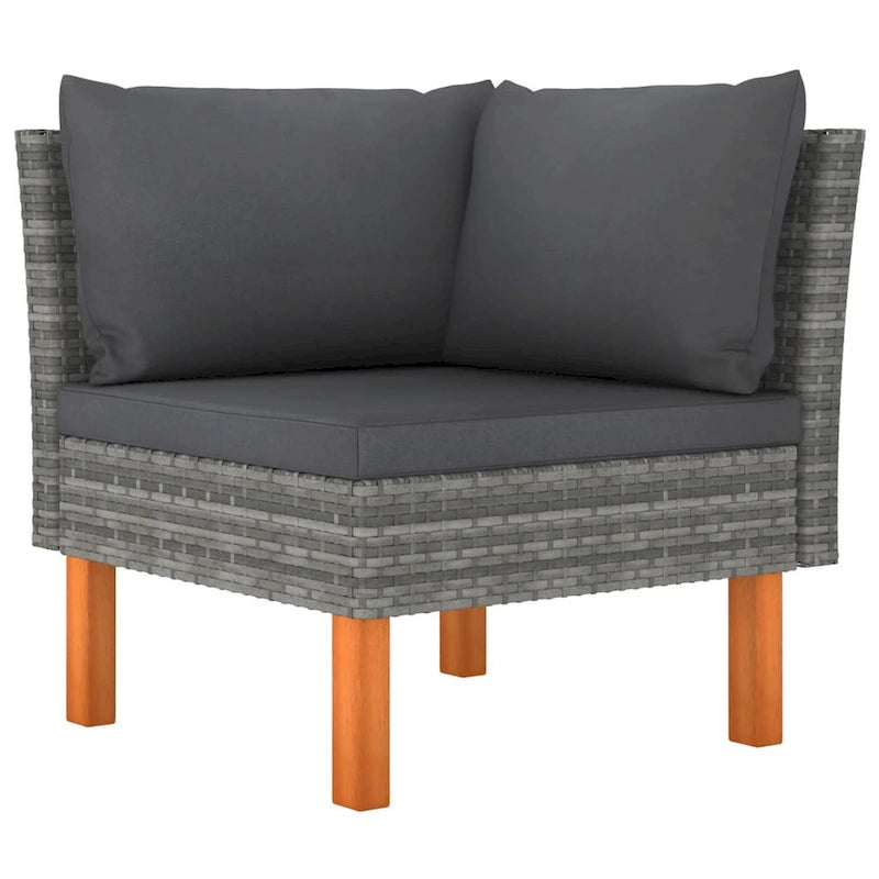 Canapé d'angle d'extérieur modulaire Casey 2 pièces, coussins en tissu rotin gris