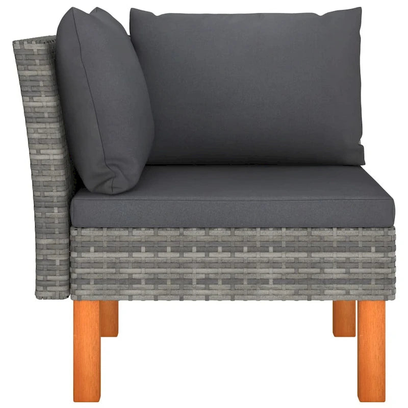 Canapé d'angle d'extérieur modulaire Casey 2 pièces, coussins en tissu rotin gris