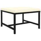 Reno Outdoor Sectional Footrest Ottoman, Black Rattan, Ivory Polyester