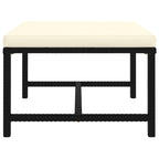 Pouf repose-pieds d'angle Reno Outdoor, rotin noir, polyester ivoire