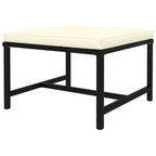 Pouf repose-pieds d'angle Reno Outdoor, rotin noir, polyester ivoire
