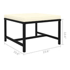Pouf repose-pieds d'angle Reno Outdoor, rotin noir, polyester ivoire