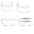 Ensemble de canapé d'extérieur modulaire 10 pièces, table basse, bois d'acacia massif, crème