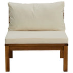 Canapé d'angle modulable d'extérieur sans accoudoirs, couleur crème, en bois d'acacia