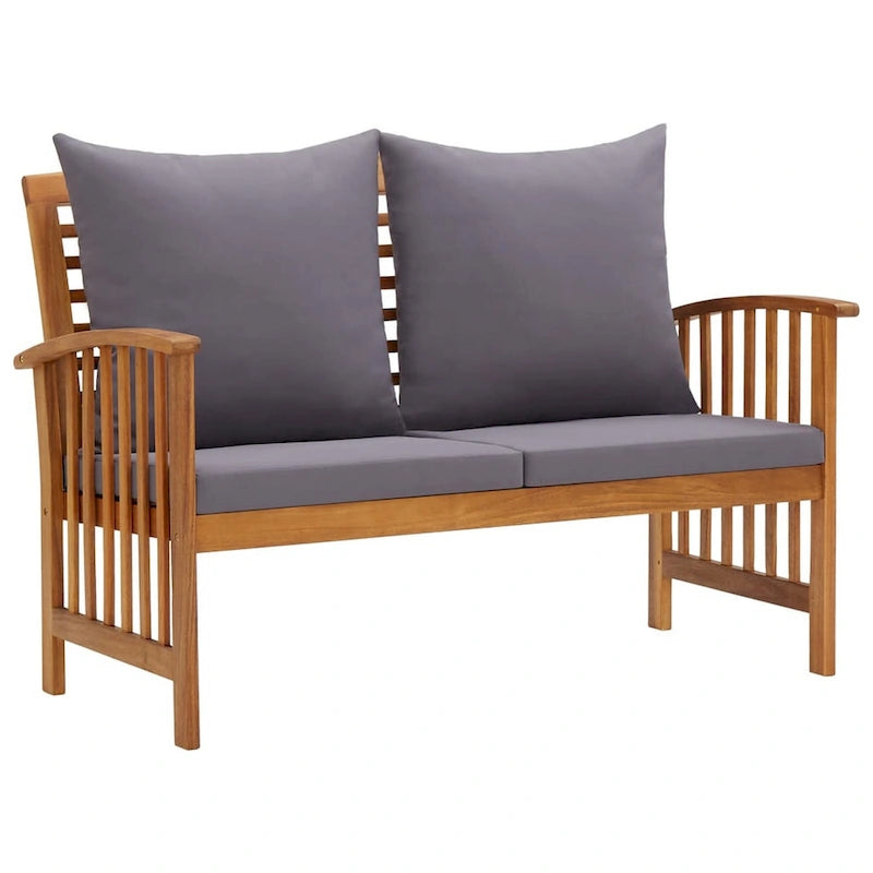 Ensemble de jardin Mia 4 pièces, 2 chaises, canapé, table, coussins gris, marron