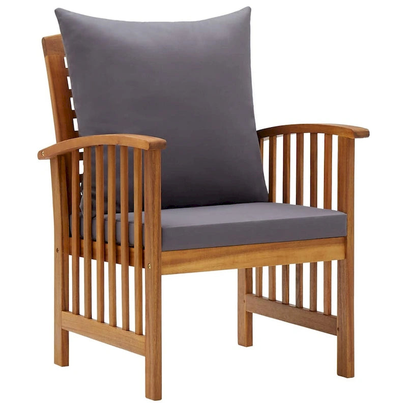 Ensemble de jardin Mia 4 pièces, 2 chaises, canapé, table, coussins gris, marron