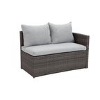 Ensemble de mobilier de patio 7 pièces, canapé d'angle d'extérieur, ensemble de conversation en rotin résistant aux intempéries avec table haute et pouf