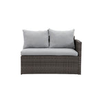 Ensemble de mobilier de patio 7 pièces, canapé d'angle d'extérieur, ensemble de conversation en rotin résistant aux intempéries avec table haute et pouf