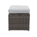 Ensemble de mobilier de patio 7 pièces, canapé d'angle d'extérieur, ensemble de conversation en rotin résistant aux intempéries avec table haute et pouf