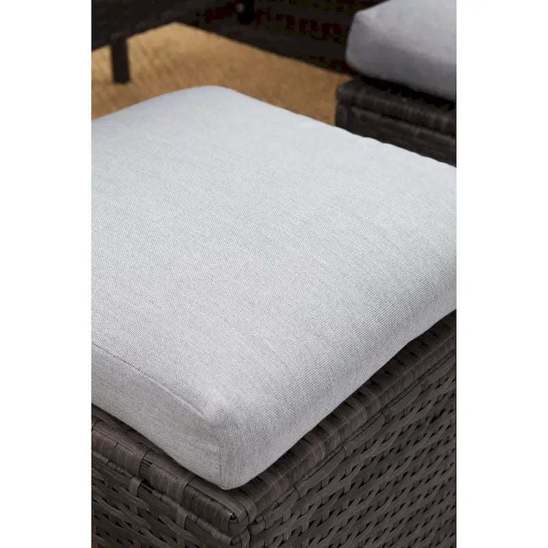 Ensemble de mobilier de patio 7 pièces, canapé d'angle d'extérieur, ensemble de conversation en rotin résistant aux intempéries avec table haute et pouf