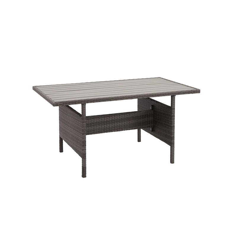 Ensemble de mobilier de patio 7 pièces, canapé d'angle d'extérieur, ensemble de conversation en rotin résistant aux intempéries avec table haute et pouf