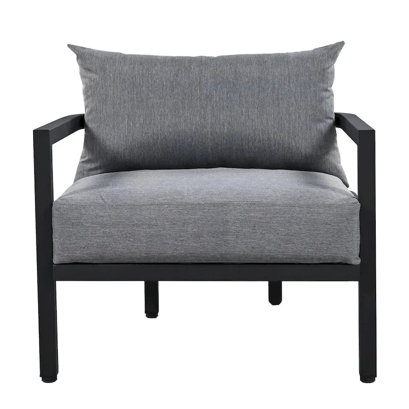 Ensemble de mobilier de patio, ensemble de canapé d'extérieur en acier 5 pièces, ensemble de conversation tout temps avec table basse et 2 chaises individuelles