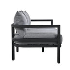 Ensemble de mobilier de patio, ensemble de canapé d'extérieur en acier 5 pièces, ensemble de conversation tout temps avec table basse et 2 chaises individuelles