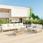 Ensemble de mobilier de patio 7 pièces, ensemble de mobilier de conversation résistant aux intempéries, ensemble de canapé d'angle pour patio avec coussins et table basse