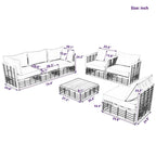 Ensemble de mobilier de patio 7 pièces, ensemble de mobilier de conversation résistant aux intempéries, ensemble de canapé d'angle pour patio avec coussins et table basse